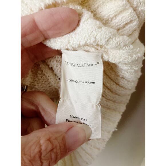 LOVESHACKFANCY Kennie Pullover Knit Sweater Ruffle Bow Cream M - Picture 9 of 11